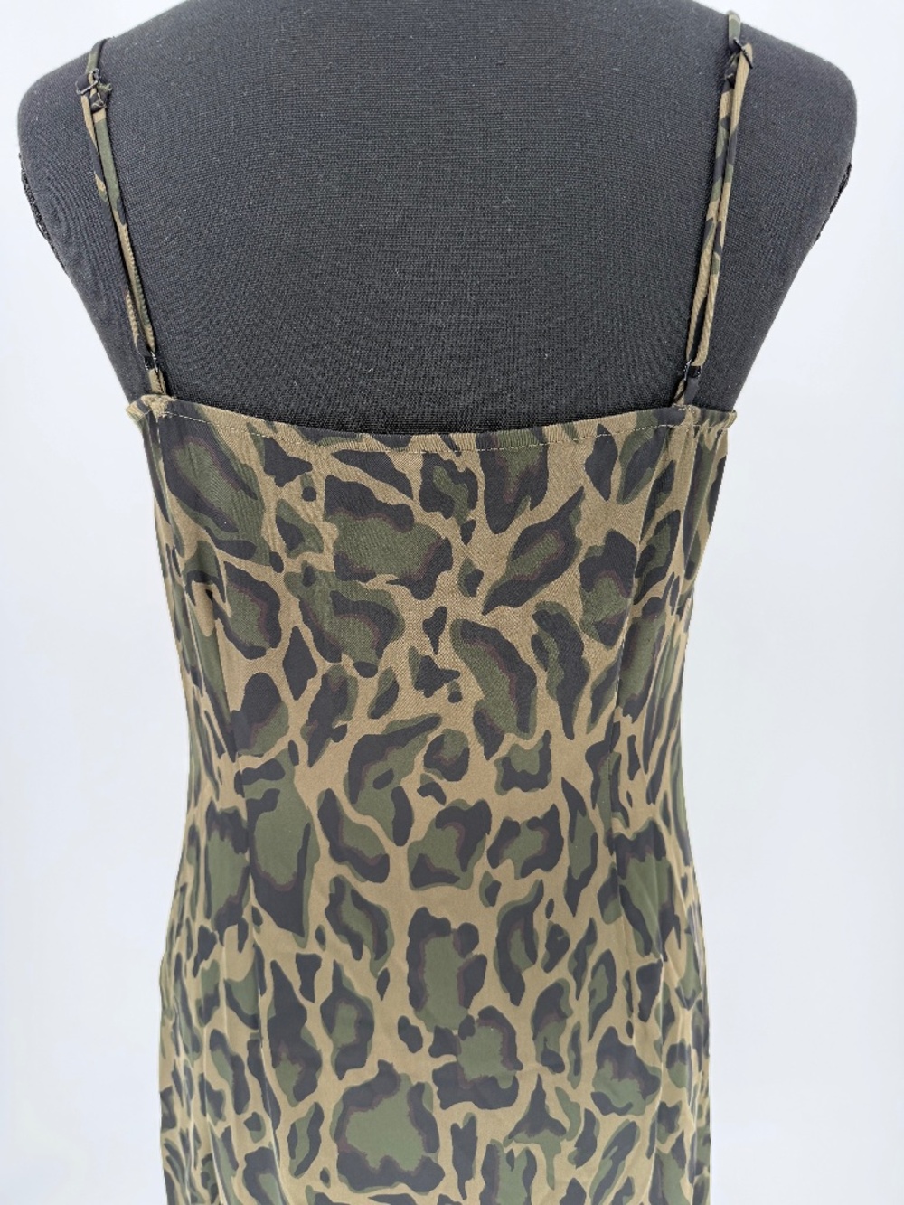Steve Madden Green Leopard Print Asymmetrical Slip Dress | Ruffle Hem Small - Picture 9 of 14